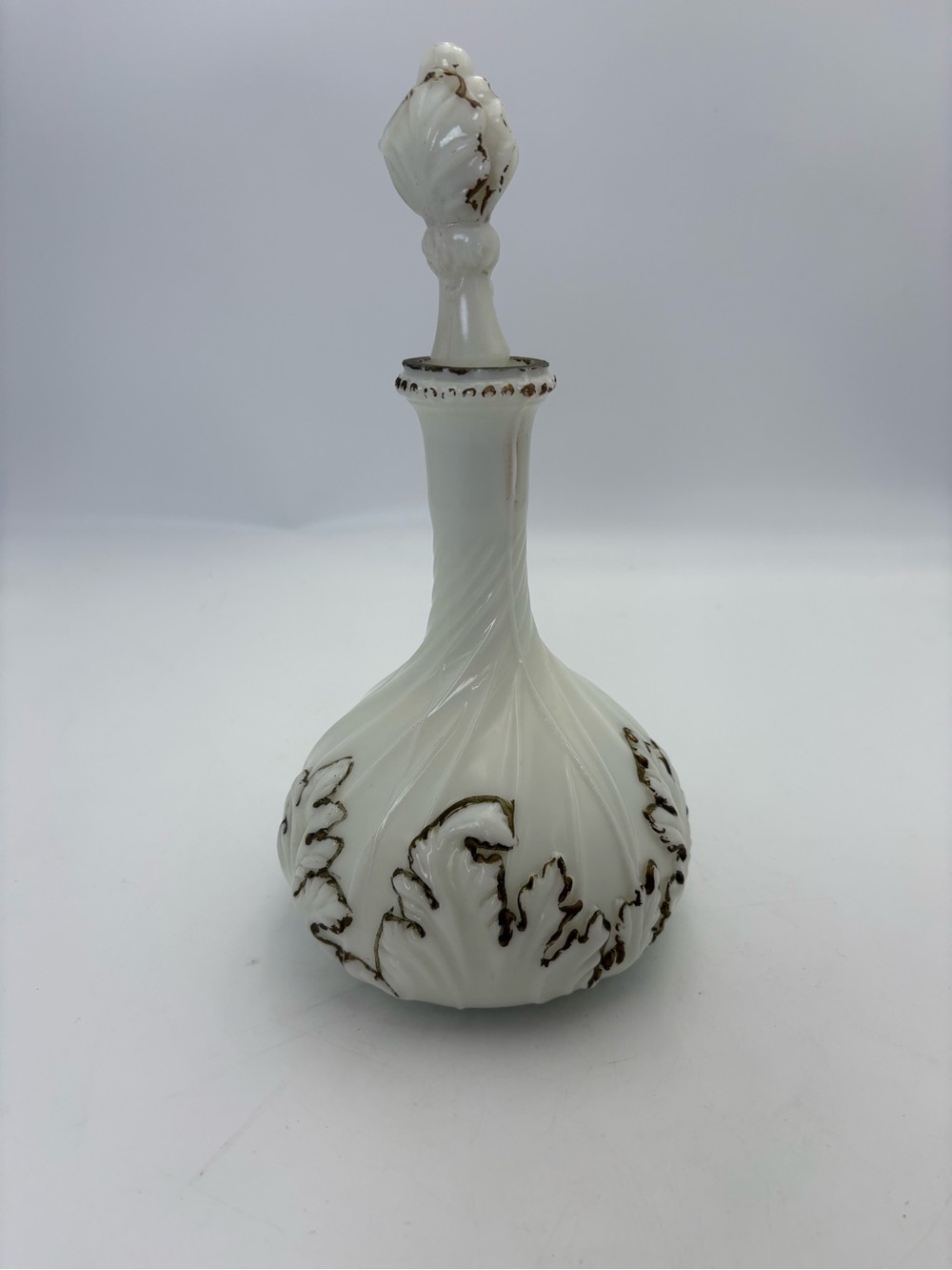 Antique Milk Glass Apothecary Vanity Bottle - Picture 3 of 13